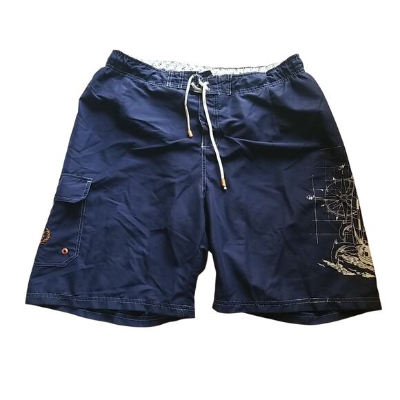 IZOD Men’s Swim Trunks With Pockets Colors Blue Swimsuit Size XL - Picture 1 of 12
